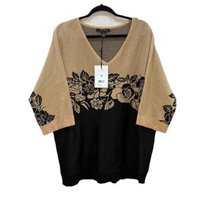 Love Story SZ 2X Poetcore Floral Knit Sweater Romantic Minimal Dark Academia NWT